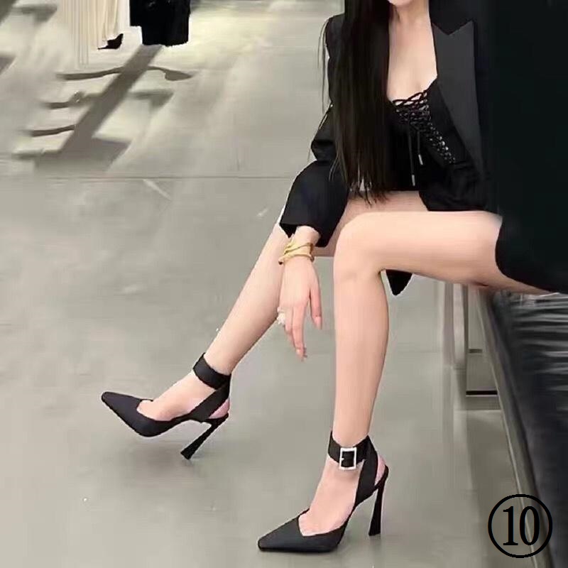 Omg!!Nhìn đẹp quá!!Giày Sandal Cao Gót Hở Ngón Thiết Kế Hở Lưng Phong Cách Pháp