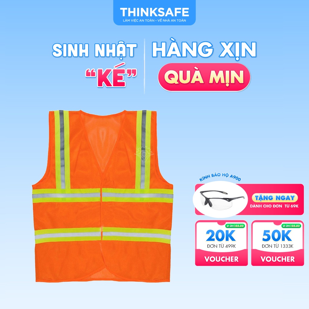 Áo phản quang vải lưới Thinksafe, vải thoáng mát, mỏng nhẹ chuyên dùng cho công nghiệp, nhận may, in ấn theo yêu cầu