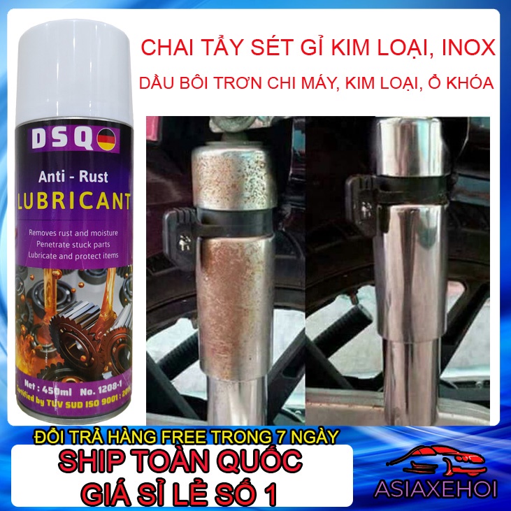 Chai xịt đánh sét gỉ kim loại - Dầu bôi trơn tẩy gỉ sét đa năng chính hãng DSQ xuất khẩu Châu Âu