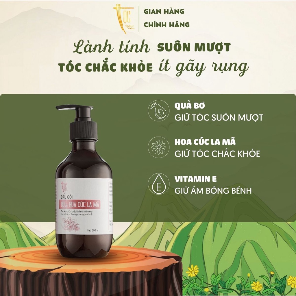 Combo chăm sóc toàn diện TỘC Natural Dầu gội, Dầu xả Bơ & Hoa cúc La Mã 300ml & Sữa tắm Mướp đắng tràm trà 300ml