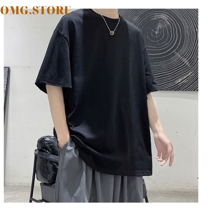 Áo thun trơn tay lỡ nam nữ form rộng phong cách Hàn Quốc