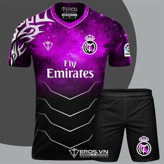 Bộ quần áo bóng đá Real chế tím galaxy cực đẹp EROS