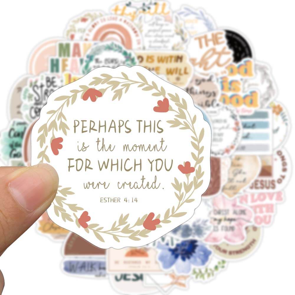Bộ 50 sticker Câu Trích Dẫn Kinh Thánh Cho Laptop Ván Trượt PS5