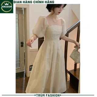 Đầm Công Chúa Cổ Vuông 2 Lớp Tay Bồng Dáng Dài Hàng Đẹp Vintage Cao Cấp