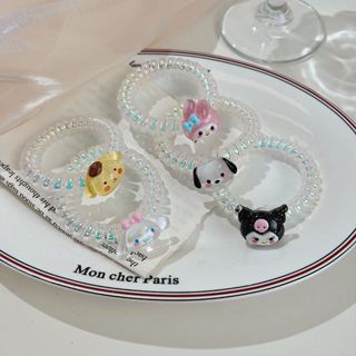 【coffeemate】⚡ Dây cột tóc lò so hình con vật ngỗ nghĩnh, Dây buộc tóc Sanrio,Kuromi,Melody,Cinnamoroll,Punrin,Pochacco