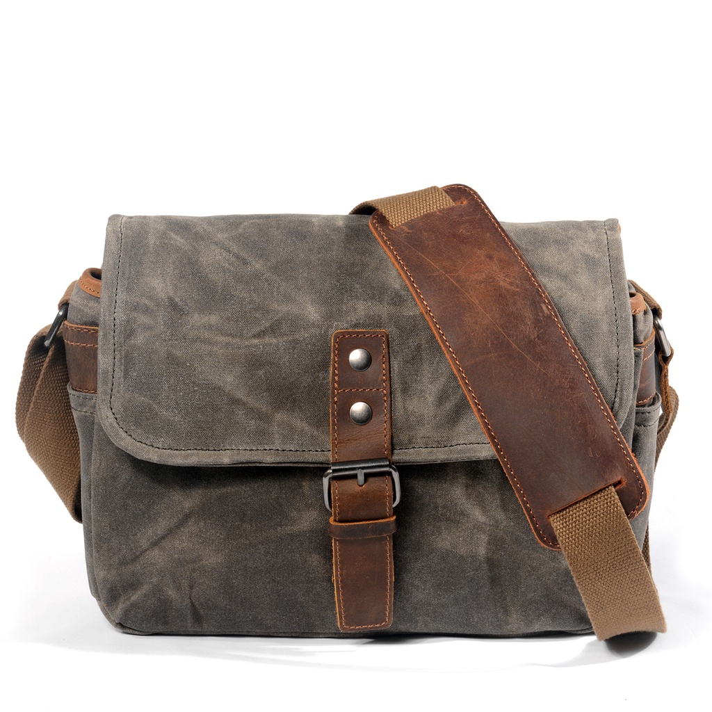 Túi đeo chéo da bò vải canvas Hutaleather Huskar thời trang cho mọi người Tc6