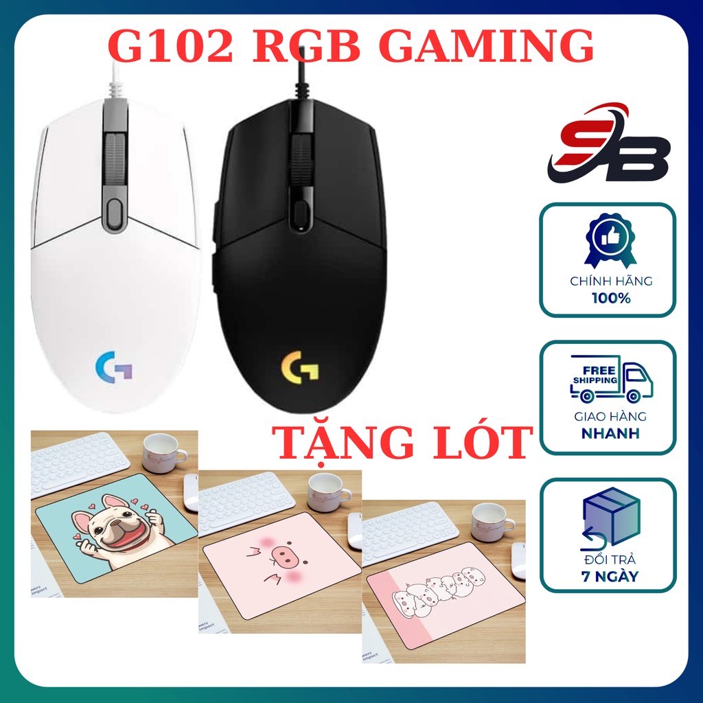 Chuột máy tính, chuột chơi game có dây Logitech G102 RBG Độ Chính Xác Cao 8000DPI [ Bảo Hành 12 Tháng 1 Đổi 1]