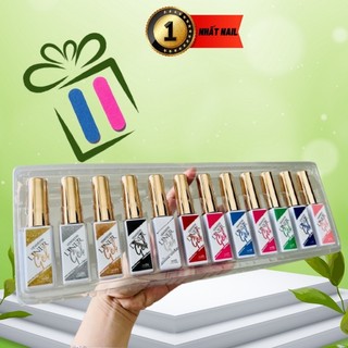 Set gel vẽ cọ nét 12 màu Vendeeni đầu cọ mảnh chất sơn đậm đặc lên màu chuẩn