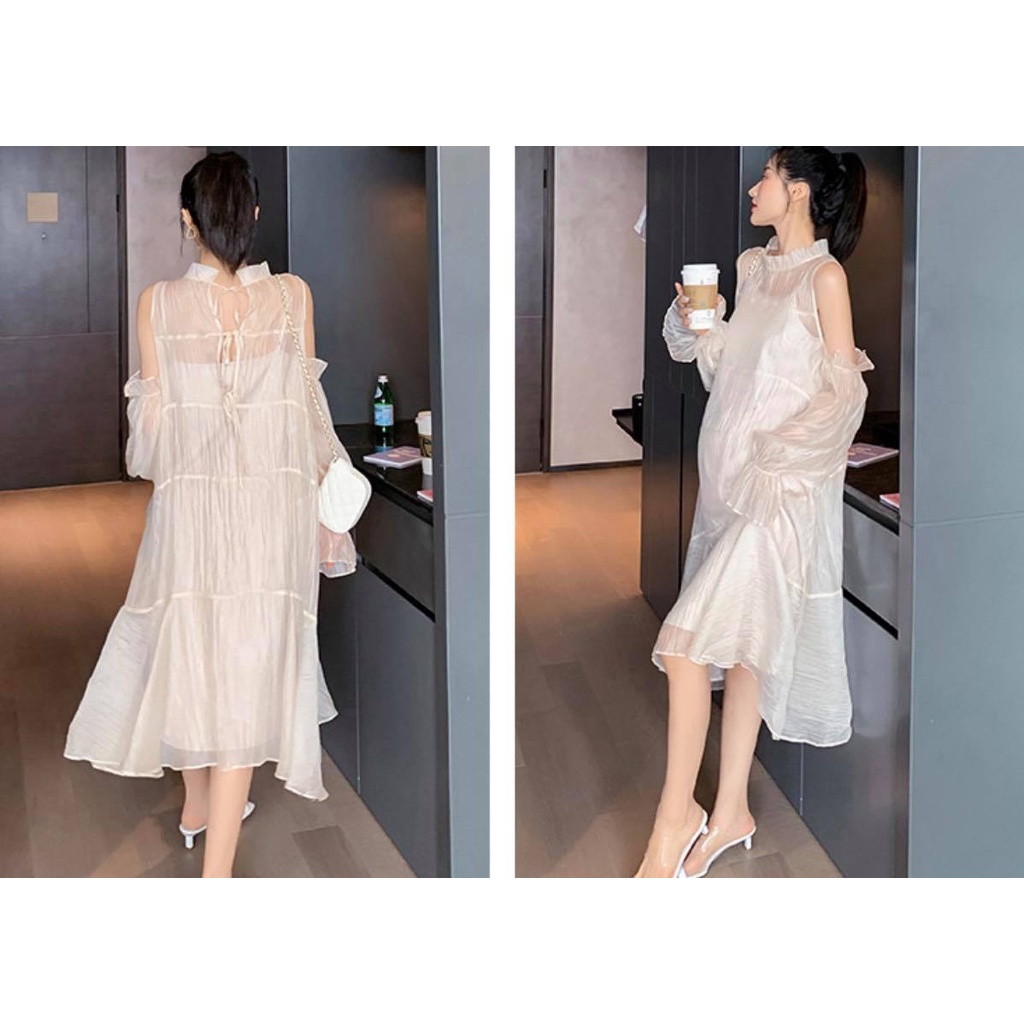 T-Mie | Đầm Bầu Maxi Quảng Châu (Có Sẵn) Cổ Tròn Tiểu Thư Form Suôn Cao Cấp Công Sở Dự Tiệc Đẹp