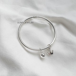 Vòng tay bạc nữ gắn charm chuông, charm vương miện xinh xắn
