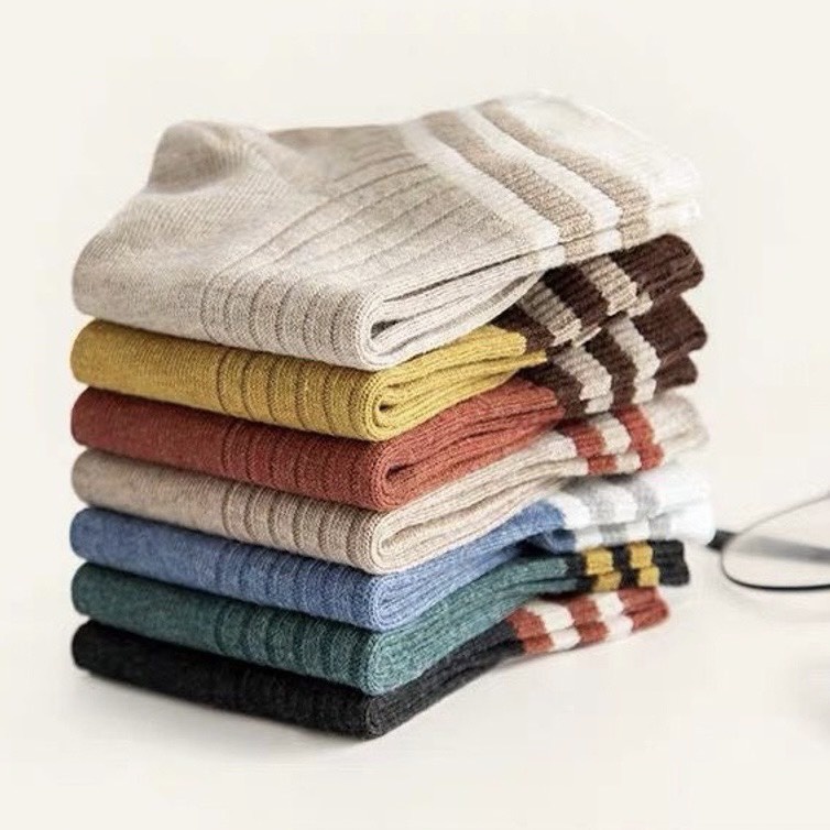 Tất nữ cổ vừa, cổ lửng, phong cách vintage, cổ kẻ xinh xắn, chất liệu thoáng mát, thấm mồ hôi