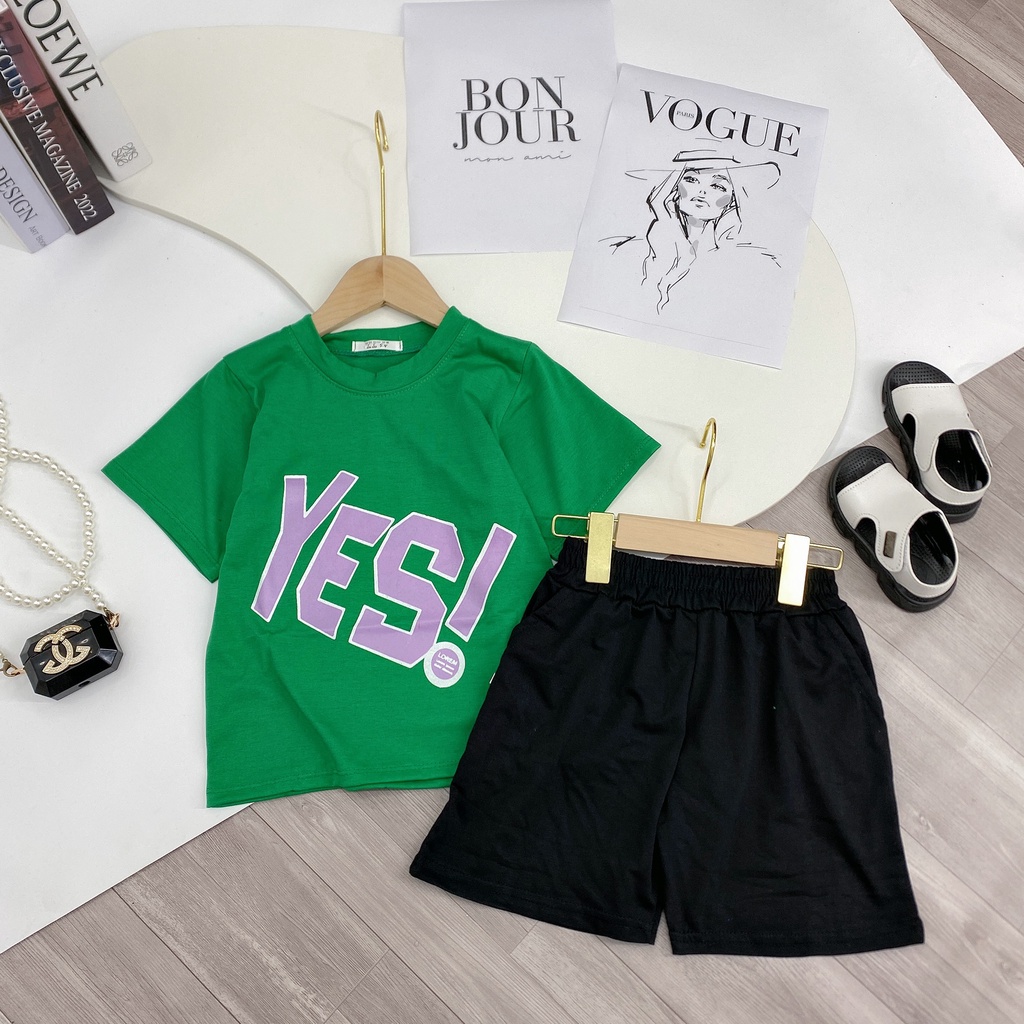 Bộ quần áo mùa hè bé trai "K.I.N.G.Q." 14-48kg (4-14 tuổi). Thiết kế năng động, thoải mái. B57