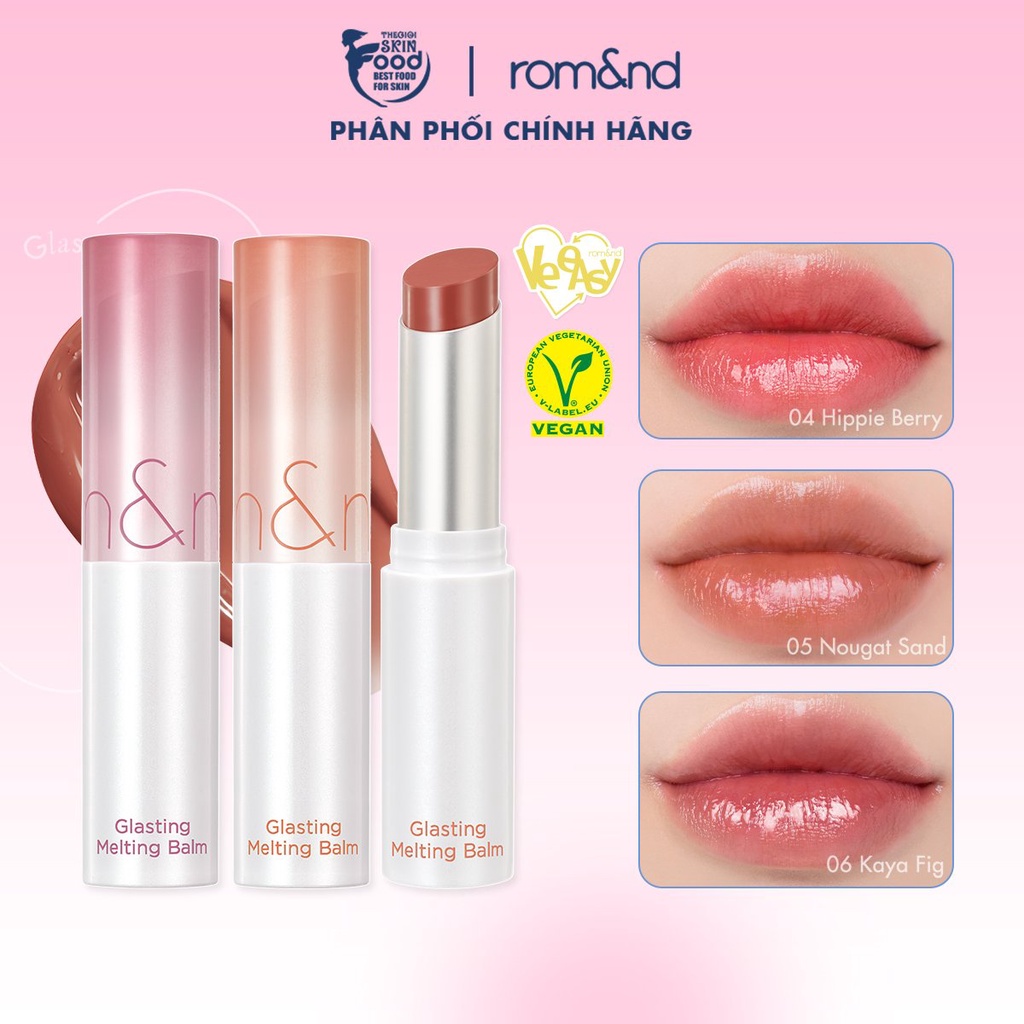 Son Dưỡng Dạng Thỏi Có Màu Thuần Chay Dưỡng Ẩm Mềm Môi Romand Glasting Melting Balm 3.5g