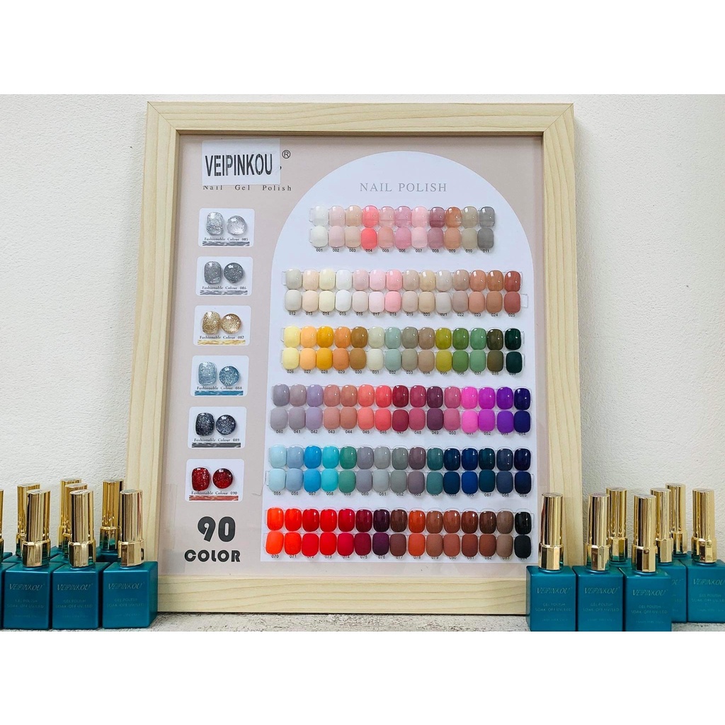 Set Sơn Gel 90 Màu - VEIPINKOU- tặng kèm bảng màu và cặp base top