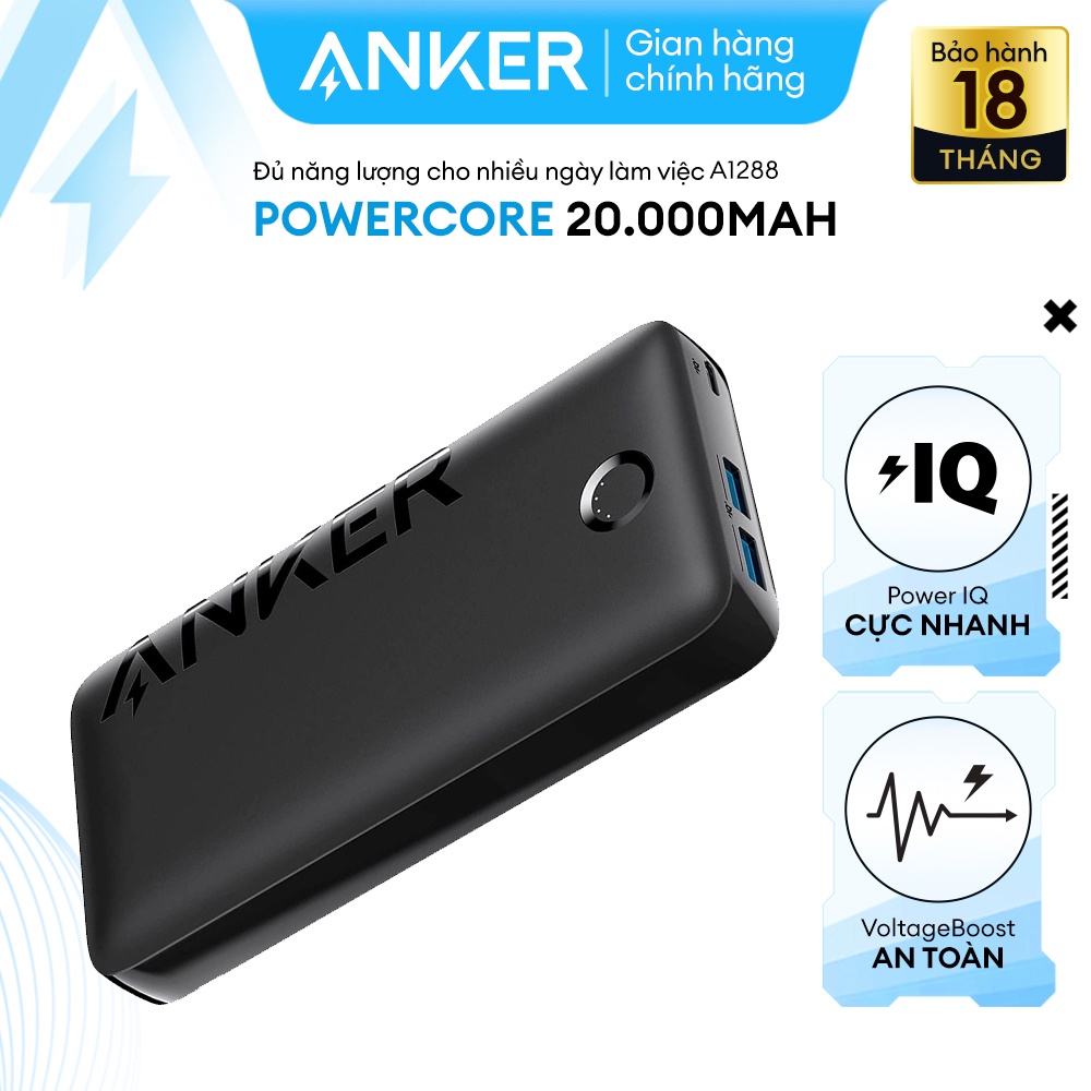 Pin sạc dự phòng ANKER 335 PowerCore 20K hỗ trợ sạc nhanh PD 20W - A1288