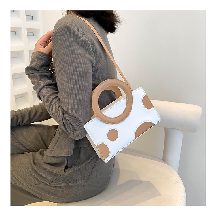 Mischa Túi Xách Đeo Vai Hình Vuông Cỡ Nhỏ Chất Liệu PU Màu Tương Phản Phong Cách Phương Tây Đơn Giản Dễ Phối Đồ