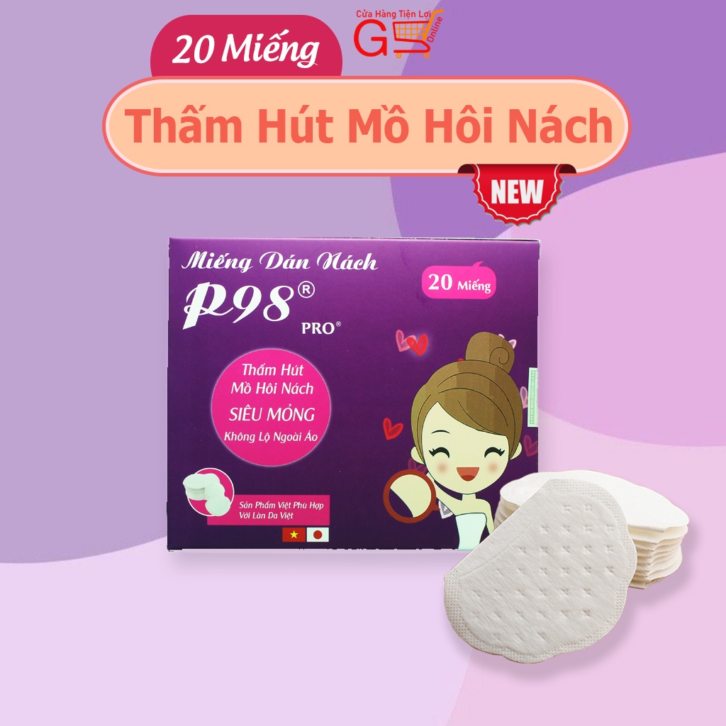 Hộp 40 Miếng Dán Thấm Mồ Hôi Nách P98 - Hạn Chế Mồ Hôi Nách  - Lucky