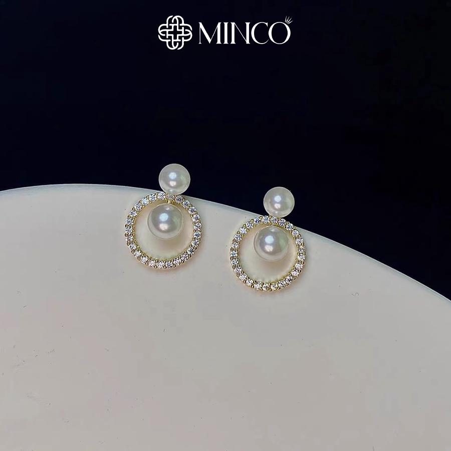 Bông tai nữ ngọc trai nhân tạo Minco Accessories hoa tai đính đá phụ kiện trang sức cho nữ phong cách Hàn Quốc BT114