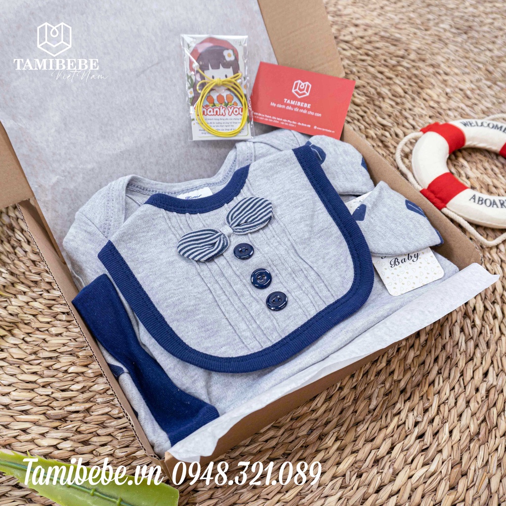 Set Quà Tặng Thôi Nôi Đầy Tháng Em Bé Tamibebe - Quần Áo Sơ Sinh - Gấu Trắng
