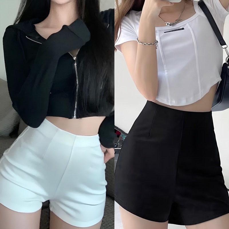 QUẦN SHORT FOM LƯNG CAO DÂY KÉO BÊN HÔNG VẢI TUYẾT HÀNG QC CAO CẤP