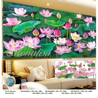 Tranh đính đá đầm sen KT:100x65cm,150x80cm,tranh chưa đính đá và chưa khung