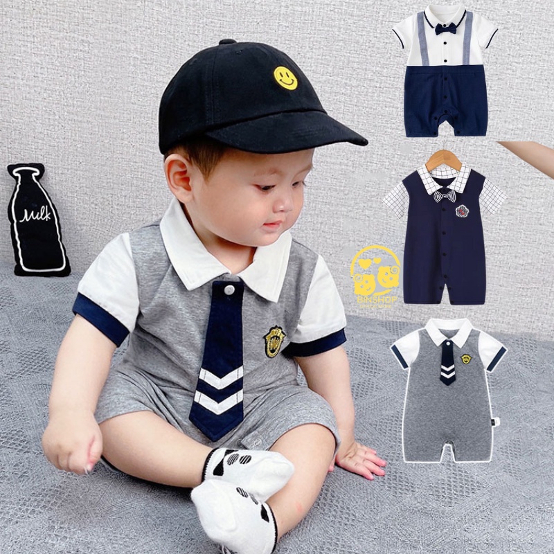 Body công tử cho bé trai cộc tay chất Thun Lạnh mềm mát bộ body cho bé sơ sinh phong cách đáng yêu bodysuit cho bé 0-12M