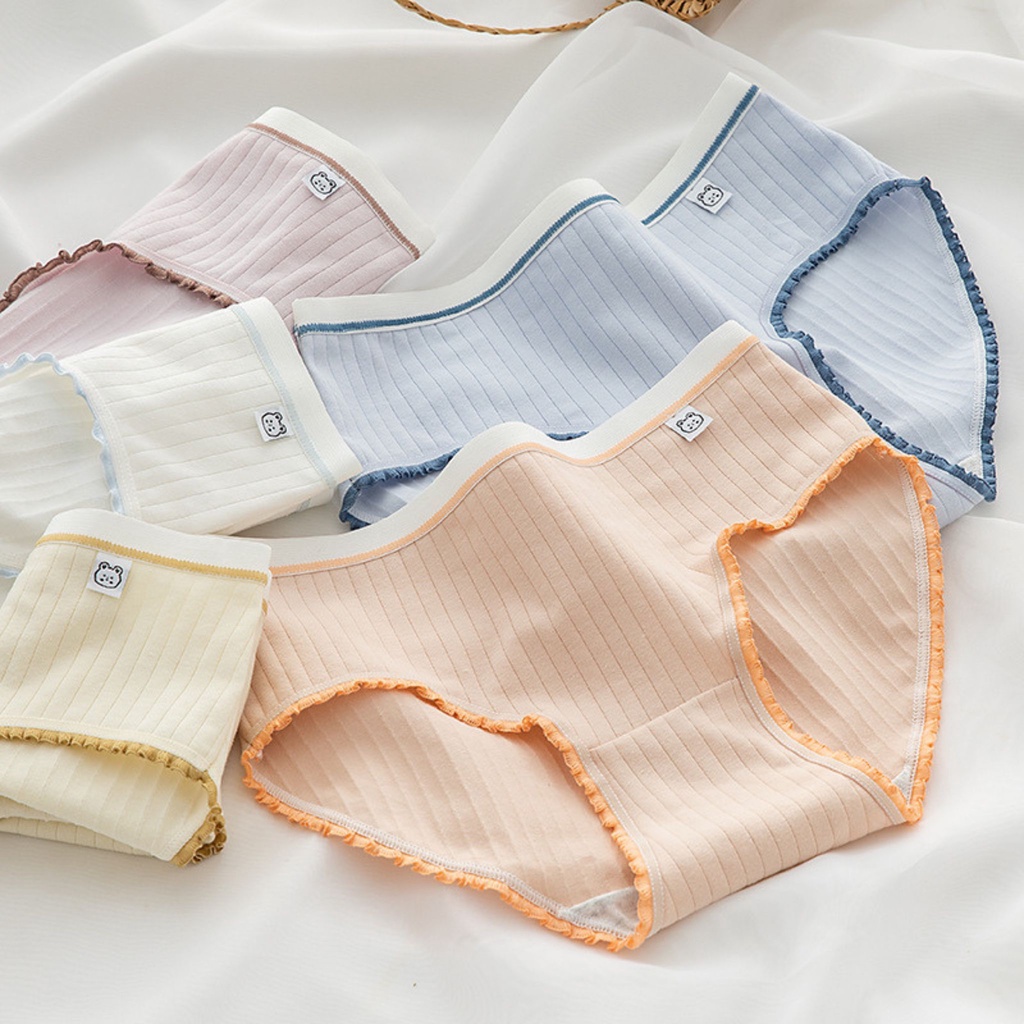 Quần lót nữ cotton - Quần chip nữ cute gân tăm Nhật Bản co dãn siêu đáng yêu Cavera L382