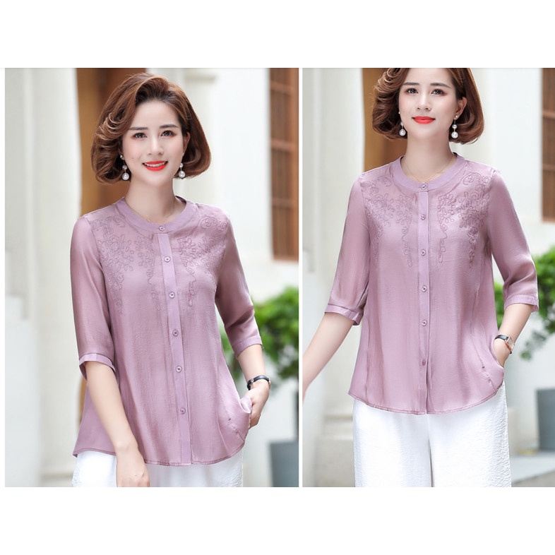 (HÀNG SẴN) Áo Sơ Mi Mùa Hè Mềm Mát Lịch Sự Cho Mẹ SM84 - Hàng Quảng Châu Cao Cấp