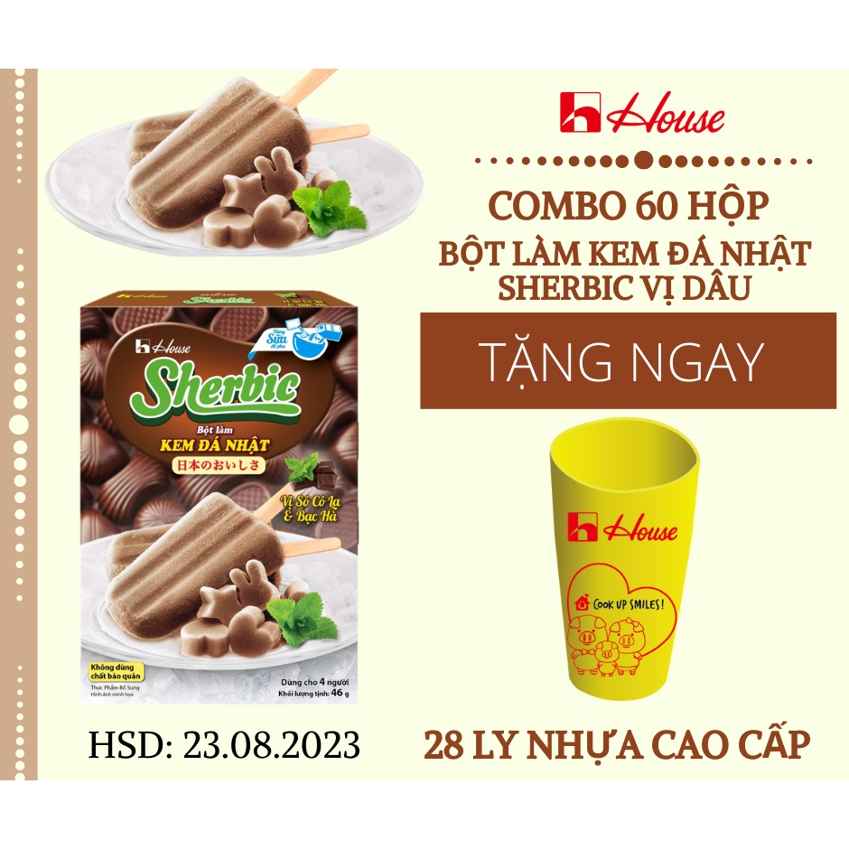 Bột làm kem đá Nhật vị socola bạc hà & 28 ly nhựa cao cấp
