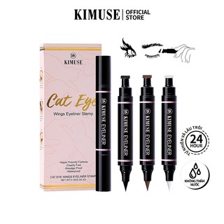 Bộ 2 cây bút kẻ mắt KIMUSE hai đầu hình mắt mèo có cánh chống nước