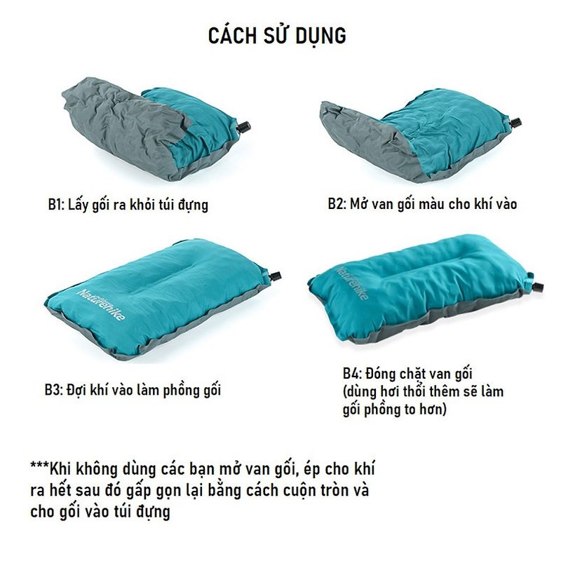 Gối hơi nằm ngủ tự bơm Naturehike NH17A001-L