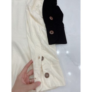 Áo thun kiểu phối nút xuất dư (2 màu ĐEN-TRẮNG)