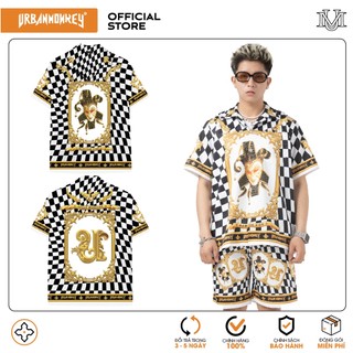 Đồ Bộ Sơ Mi Quần Short URBAN MONKEY GLAMBLING KING Hình In Nổi Bật