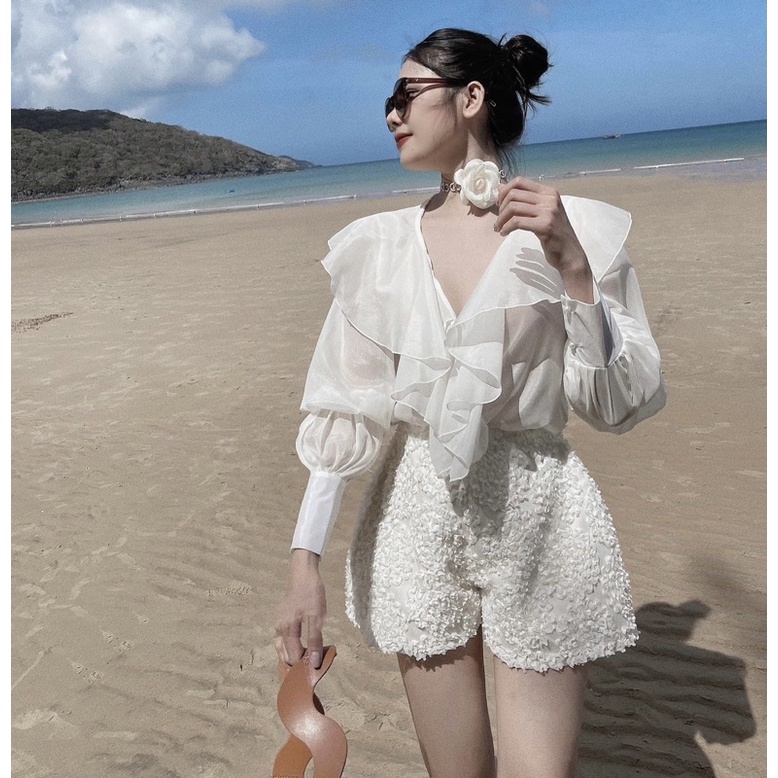 Hình Chụp Thật (Sau) - Set Áo Tơ Phối Quần Xốp (Hàng 2 Lớp Cao Cấp) Chất Siêu Đẹp Form Sang Chảnh