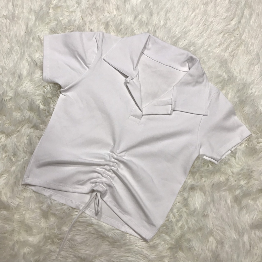 Áo polo nữ dáng ôm tay ngắn mẫu rút dây thời trang trẻ trung cá tình nhiều màu - áo thun nữ croptop