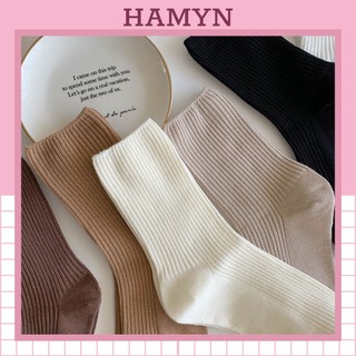 Tất cổ cao nữ Hà Quốc gân trơn basic Vớ cao cổ Hàn Quốc gân trơn nhiều màu HAMYN T052