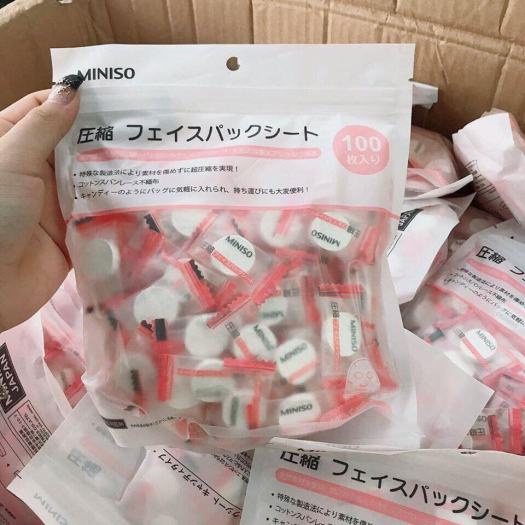 Mặt Nạ Giấy Nén Miniso Nhật Bản (Gói 100 viên) Nhỏ Gọn Tiện Dụng