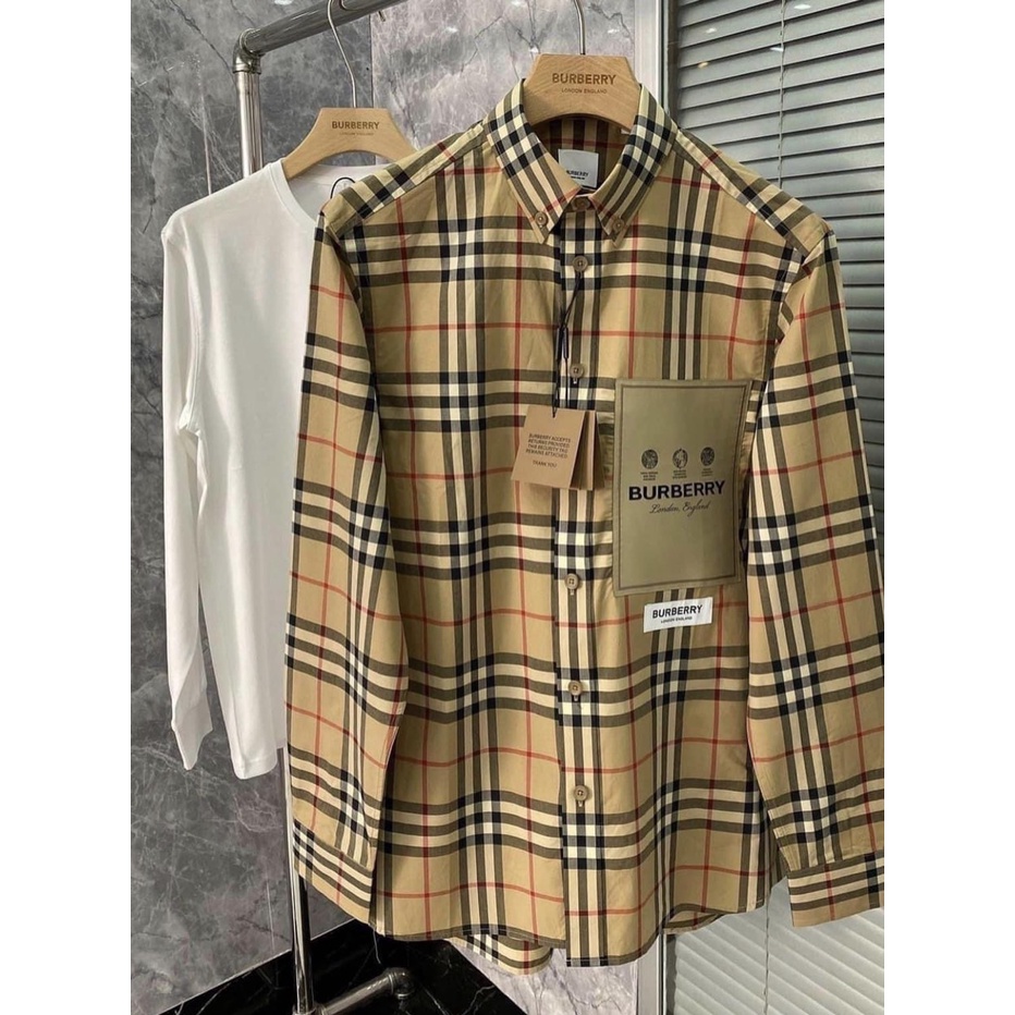 Áo sơ mi Burberry cotton poplin cổ điển phối bo tay và cổ Hot 2023 | BigBuy360 - bigbuy360.vn