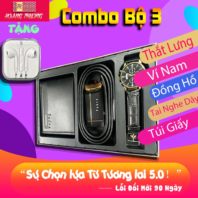 Bộ 3 Pedrro Đồng Hồ, Ví Da, Thắt Lưng Da Cao Cấp, Cam Kết Như hình, Bảo Hành ( Lỗi Đổi Mới 90 NGÀY )