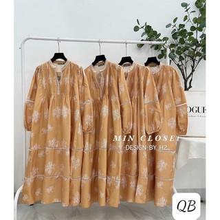 váy hoa cổ ren tay lỡ