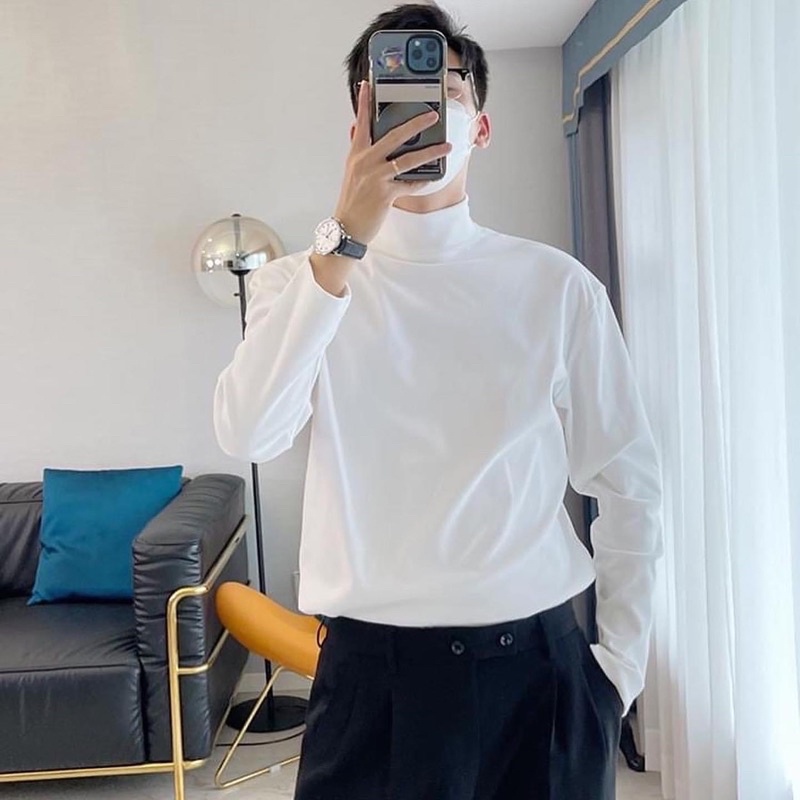 Áo tay dài cổ cao 3 phân Unisex 2 màu