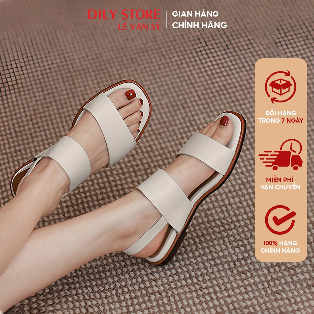 Giày sandal đế bệt quai ngang tiện lợi, giày sandal nữ quai lớn che khuyết điểm 1cm_AA0386
