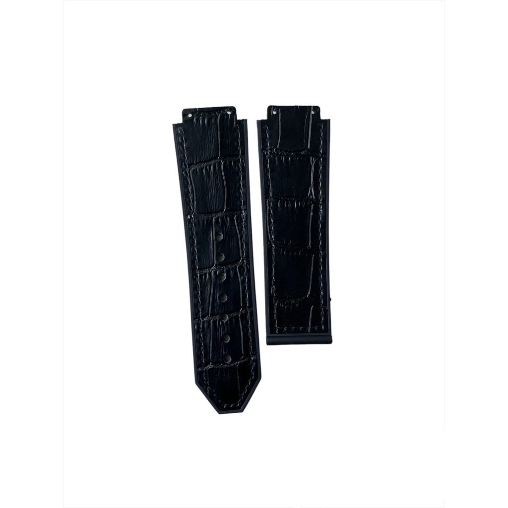 GIÁ ĐỘC NHẤT Dây đồng hồ cao cấp H.u.b.l.o nam size 42 - lót da vân cá sấu đen size 19 x 25 x 22mm