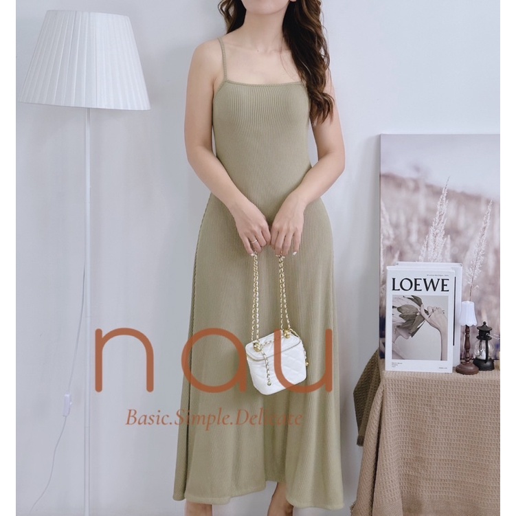 Đầm hai dây dáng dài thun tăm mùa hè