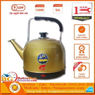 Ấm điện đế liền 5 lít vỏ màu - ấm đun nước siêu tốc 1500w