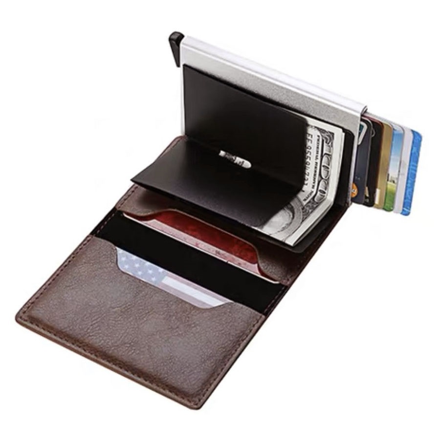 Ví nam cao cấp cầm tay nhỏ gọn đựng thẻ tín dụng, thẻ ngân hàng tích hợp công nghệ chống trộm RFID AUKULASIC AUKVN09
