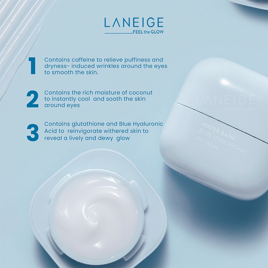 Kem Dưỡng Mắt Laneige Water Bank Blue HA Eye Cream 25ml / LANEIGE Water Bank Blue Hyaluronic Eye Cream 25ml