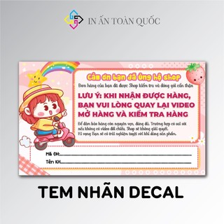 100 Tem dán quay clip khi mở hàng, Kích thước 9x5 - Có keo mặt sau -MẪU 10