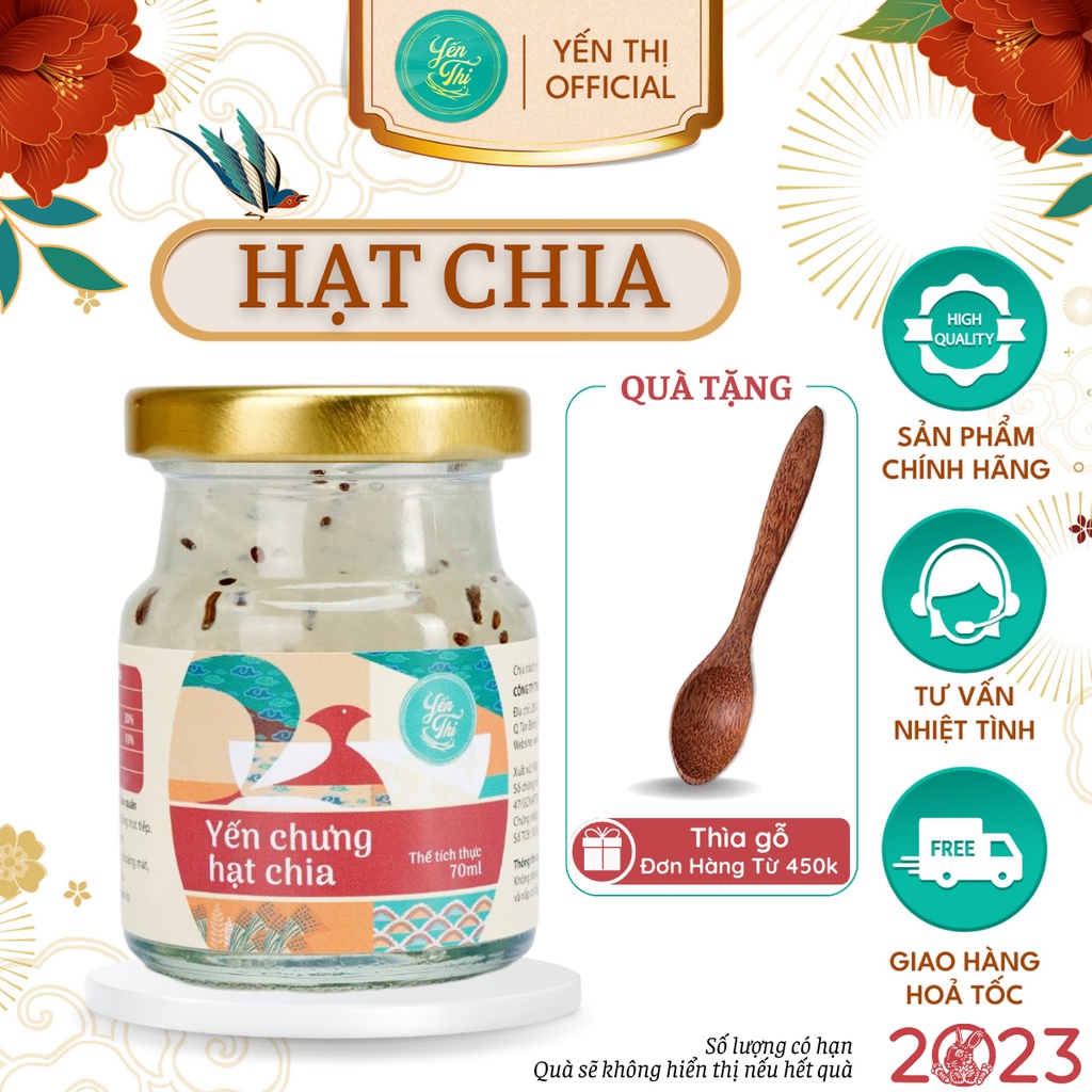 Yến Thị - Chưng hạt chia - Yến sào Khánh Hòa chưng sẵn - 30% yến thô/ hũ 70ml