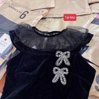 váy nhung nơ đá loại 1